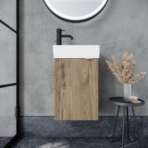 Тумба под раковину Sancos Mini MN35ECHL 36х21х50 подвесная цвет дуб чарльстон - фото 3